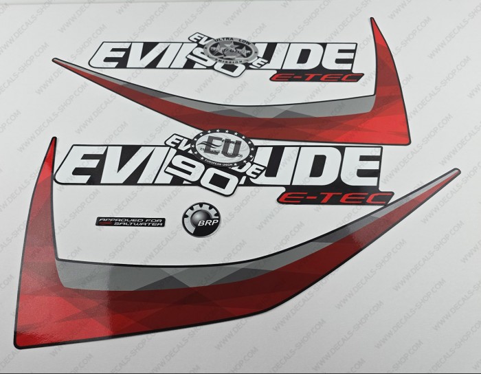 Evinrude 90HP E-tec 2014-2015 Graphite Cowl Outboard Decal Kit